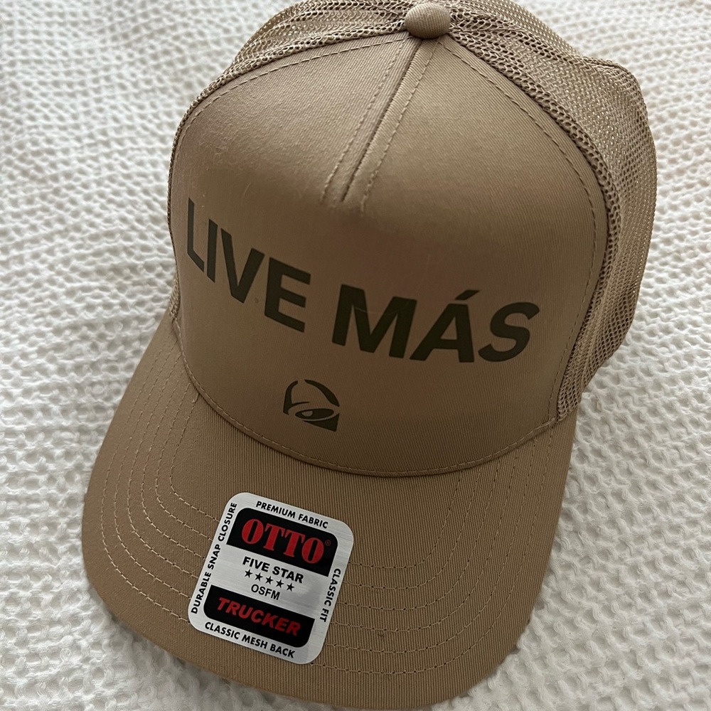 TACO BELL - Otto Tan Trucker Hat with Live Más Print